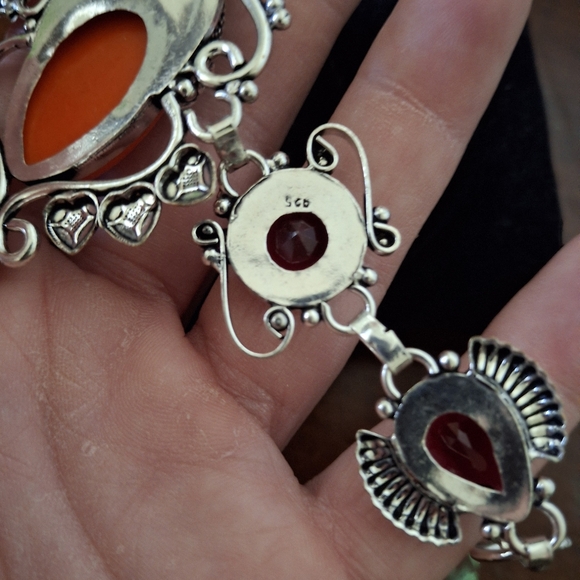 New Carved Red Goddess Face Garnet 925 Silver Bracelet. - Picture 15 of 16